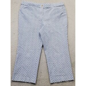Chico's Cropped Pants Womens 12 Multicolor Geometric High Waisted 2 Button Fly‎